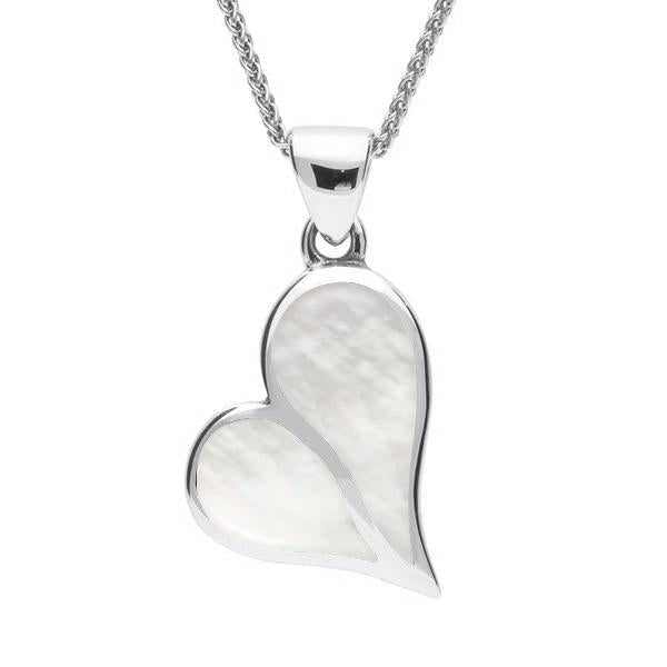 Sterling Silver Mother of Pearl Split Heart Necklace