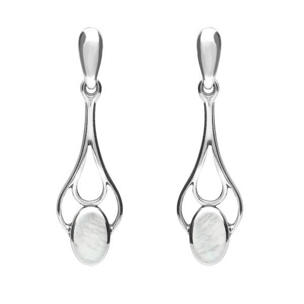 Sterling Silver Mother of Pearl Spoon Drop Earrings