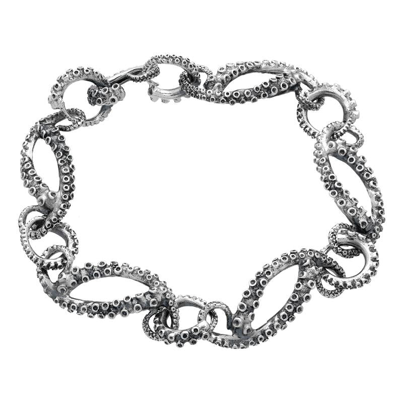Sterling Silver Octopus Tentacle Chain Link Bracelet - Option1 Value Silver