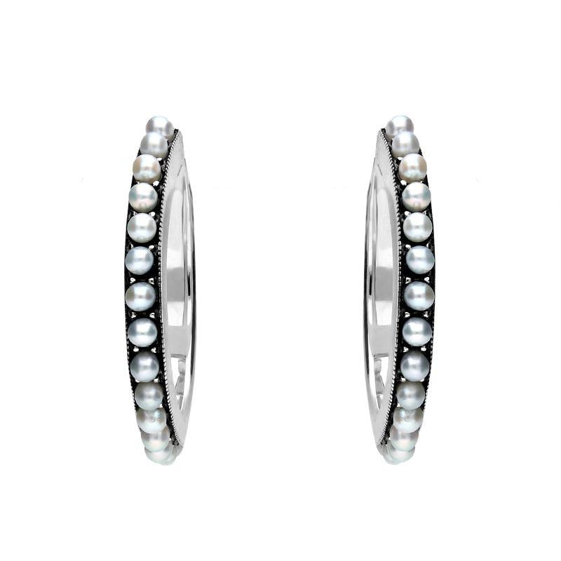 Sterling Silver Pearl Hoop Earrings