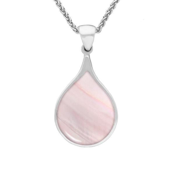Sterling Silver Pink Mother of Pearl Balloon Shaped Necklace
