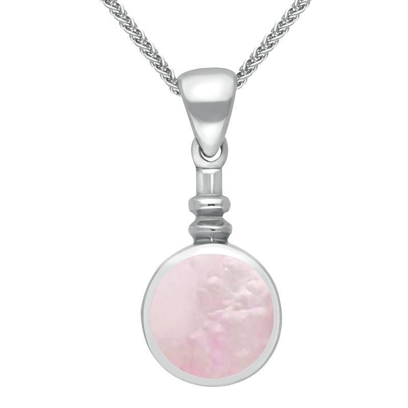 Sterling Silver Pink Mother of Pearl Bottle Top Necklace - Silver