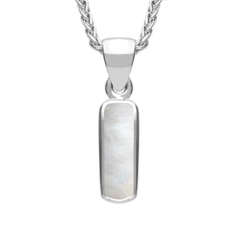 Sterling Silver Pink Mother of Pearl Dinky Oblong Necklace