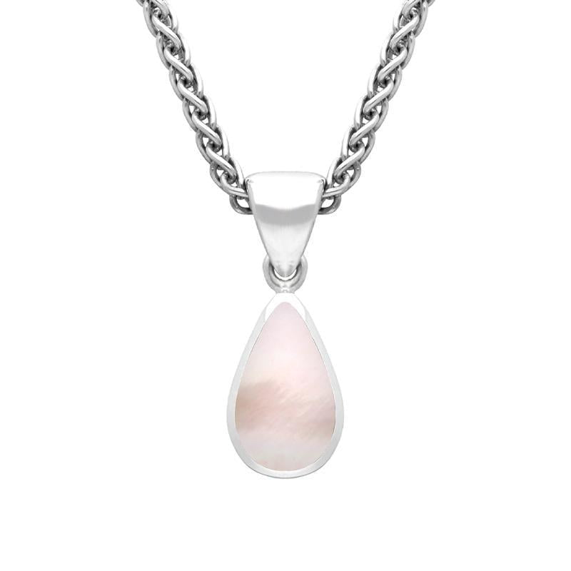 Sterling Silver Pink Mother of Pearl Dinky Pear Necklace - Silver