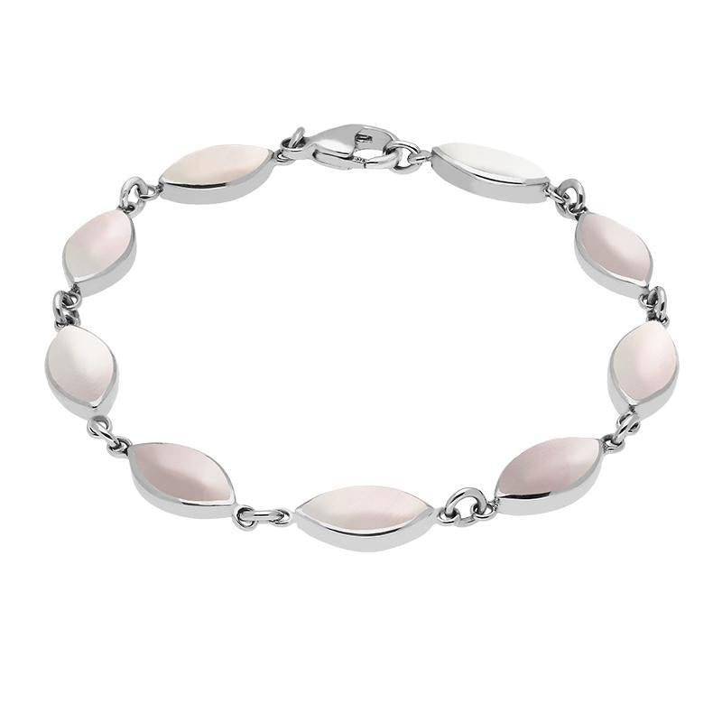 Sterling Silver Pink Mother of Pearl Marquise Bracelet