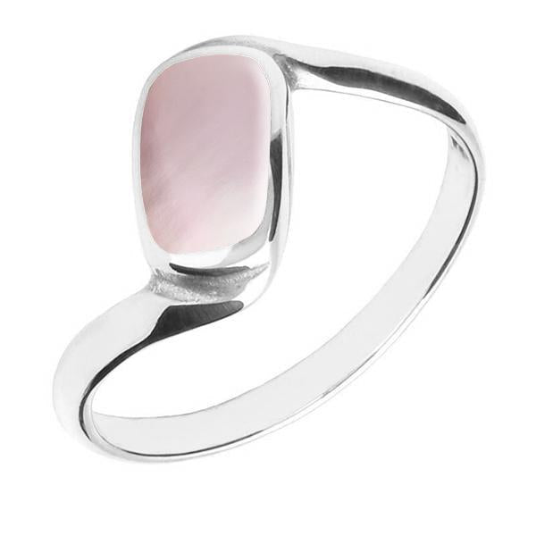 Sterling Silver Pink Mother of Pearl Oblong Twist Ring - Option1 Value Silver