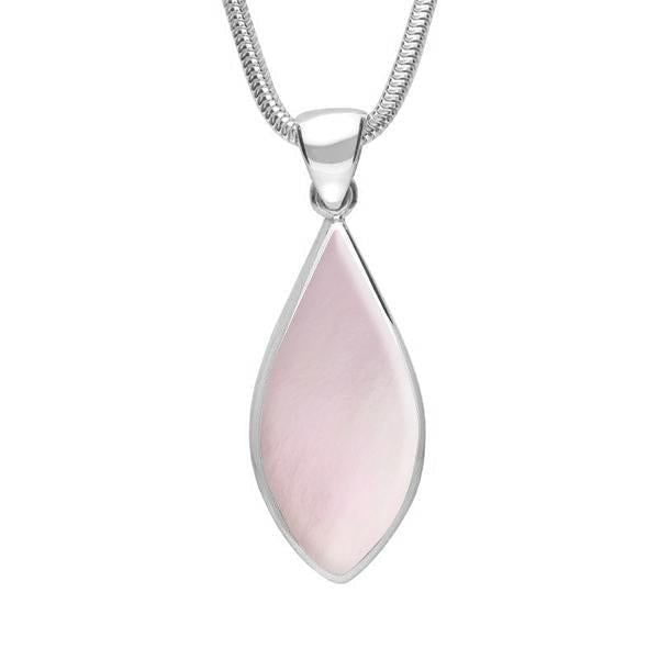 Sterling Silver Pink Mother of Pearl Pointed Pear Necklace