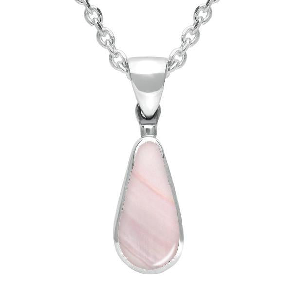 Sterling Silver Pink Mother of Pearl Small Pear Necklace