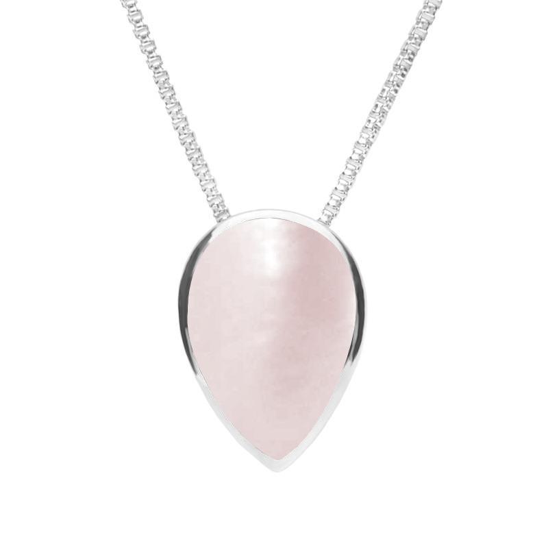 Sterling Silver Pink Mother of Pearl Upside Down Pear Necklace - Silver