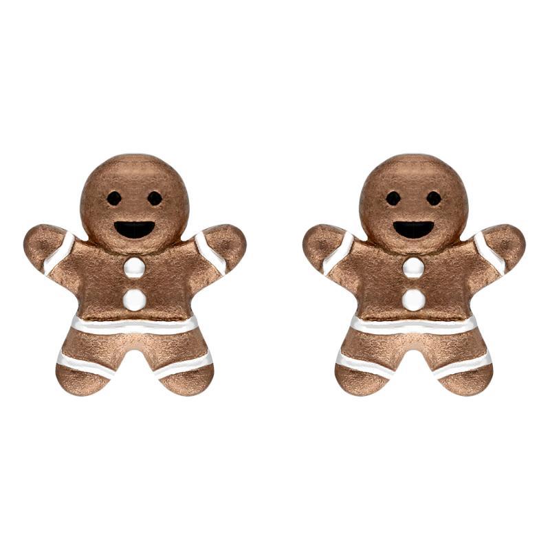 Rose Gold Plated Sterling Silver Gingerbread Man Stud Earrings - Option1 Value Rose Gold