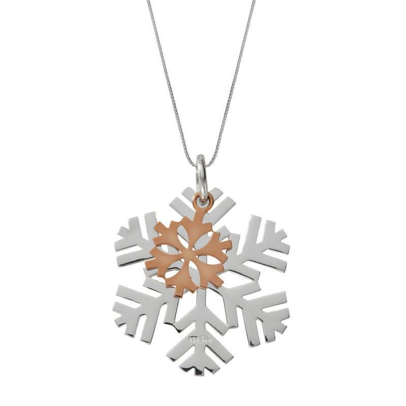 Sterling Silver Large Snowflake Necklace - Option1 Value Silver