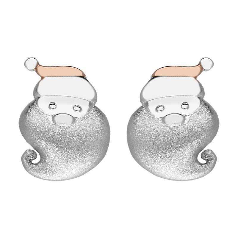 Rose Gold Plated Sterling Silver Santa Face Earrings - Option1 Value Yellow Gold
