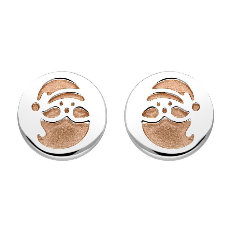 Rose Gold Plated Sterling Silver Santa Stencil Stud Earrings - Option1 Value Rose Gold