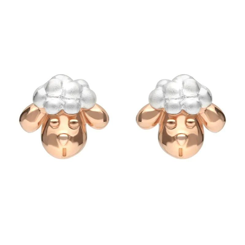 Rose Gold Plated Sterling Silver Sheep Head Earrings D - Option1 Value Silver
