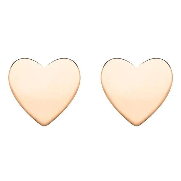 Rose Gold Plated Sterling Silver Heart Stud Earrings