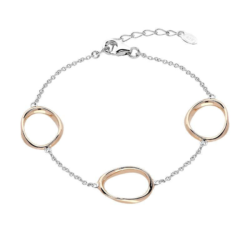 Rose Gold Plated Sterling Silver Oval Infinity Bracelet - Option1 Value Silver