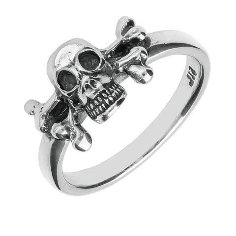Sterling Silver Skull And Crossbones Ring - Silver