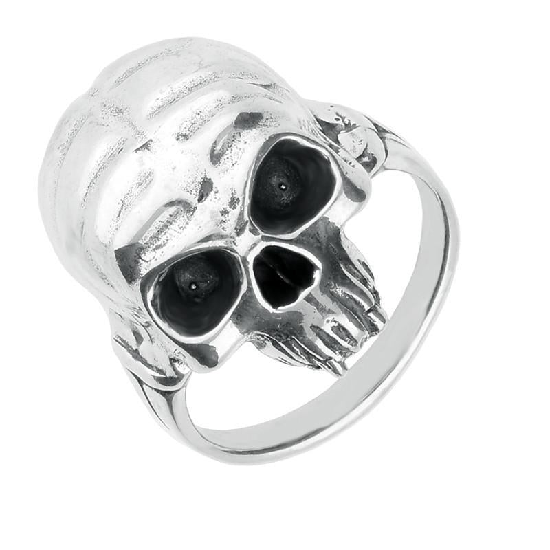 Sterling Silver Skull Fangs Ring - Silver