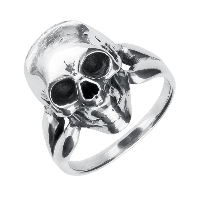 Sterling Silver Skull Split Shank Ring - Silver