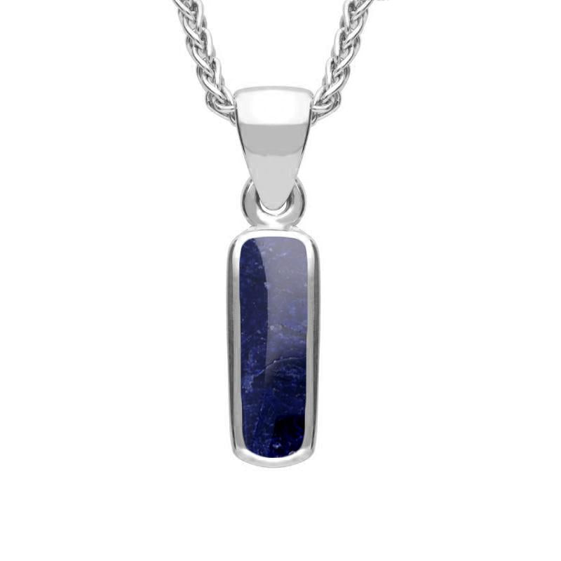 Sterling Silver Sodalite Dinky Oblong Necklace - Silver