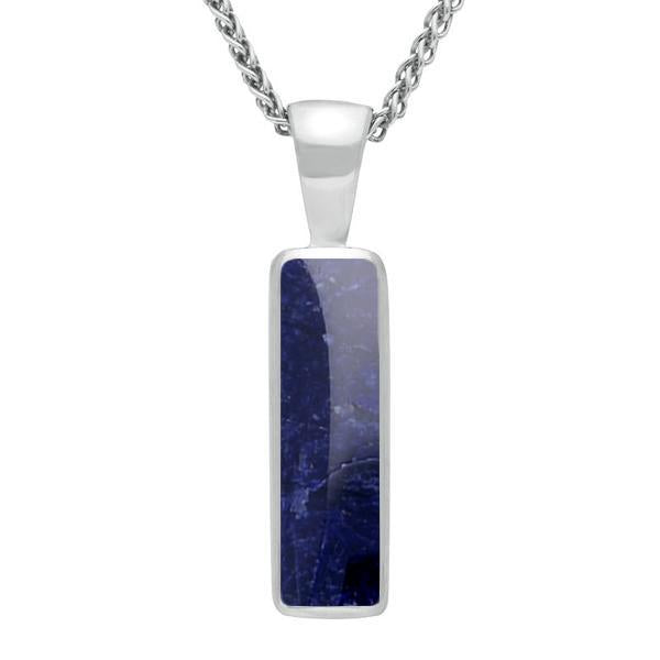 Sterling Silver Sodalite Small Oblong Necklace - Silver