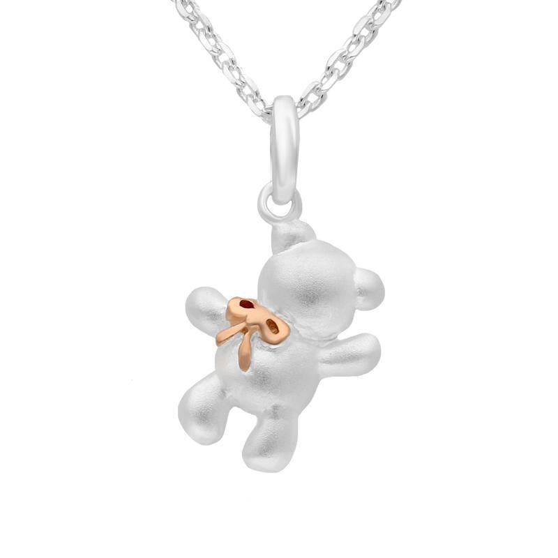 Rose Gold Sterling Silver Plated Teddy Bear Necklace - Option1 Value Silver