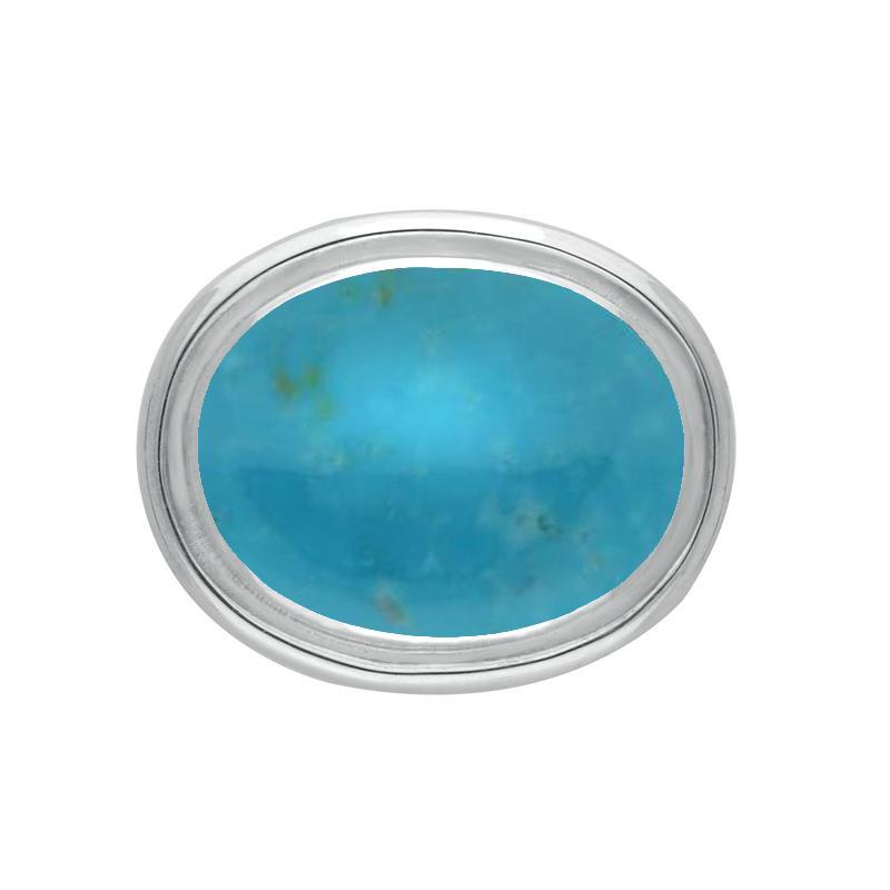 Sterling Silver Turquoise Classic Framed Oval Brooch - Silver