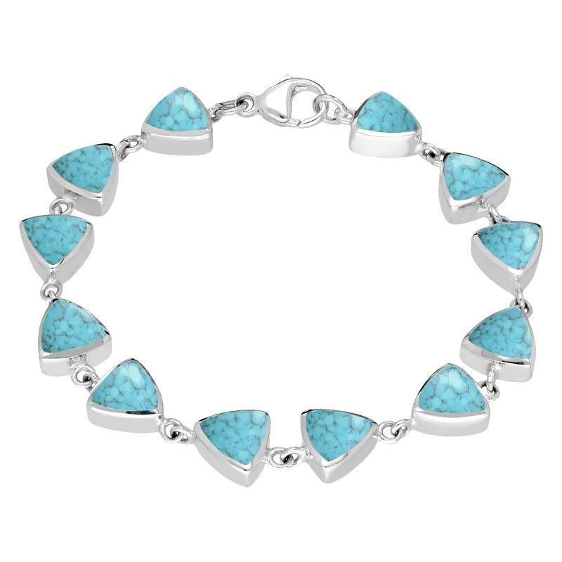 Sterling Silver Turquoise Curved Triangle Bracelet - Option1 Value Silver