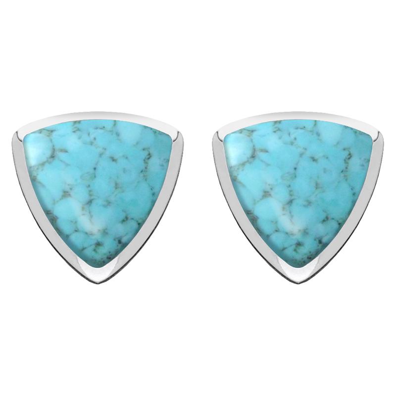 Sterling Silver Turquoise Curved Triangle Stud Earrings - Option1 Value Silver