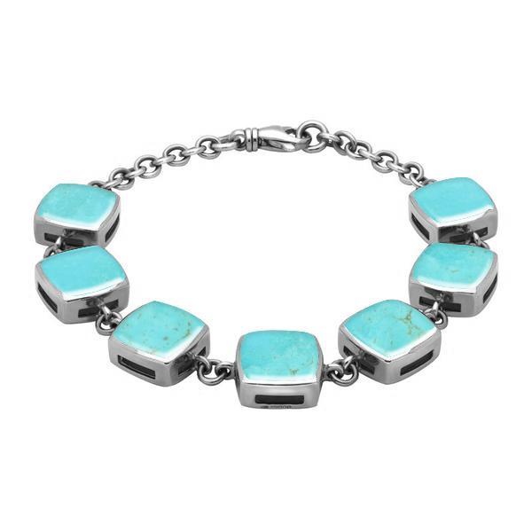 Sterling Silver Turquoise Cushion Bracelet