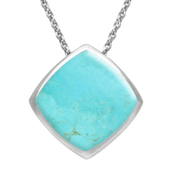 Sterling Silver Turquoise Cushion Necklace - Silver