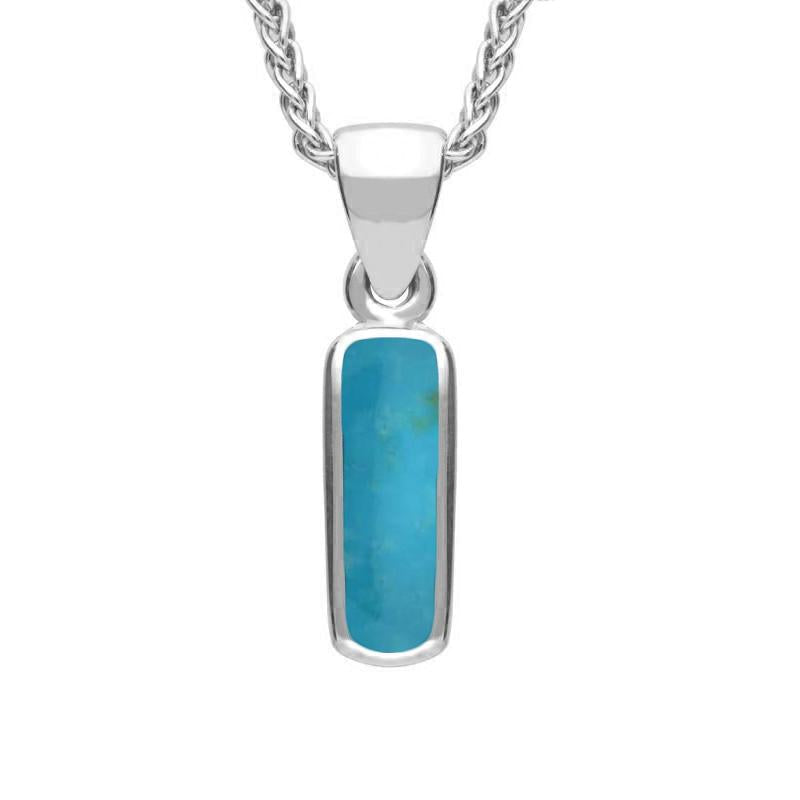 Sterling Silver Turquoise Dinky Oblong Necklace - Silver