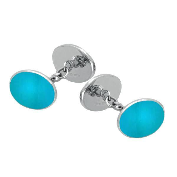 Sterling Silver Turquoise Four Stone Chain Cufflinks - Option1 Value