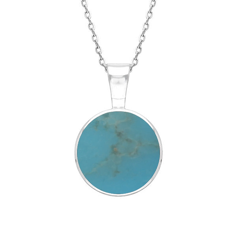 Sterling Silver Turquoise Heritage Round Necklace - Silver