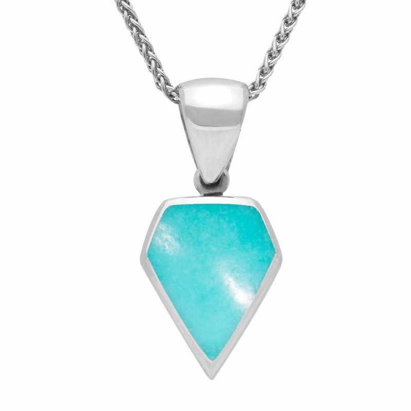 Sterling Silver Turquoise Kite Shaped Necklace - Silver