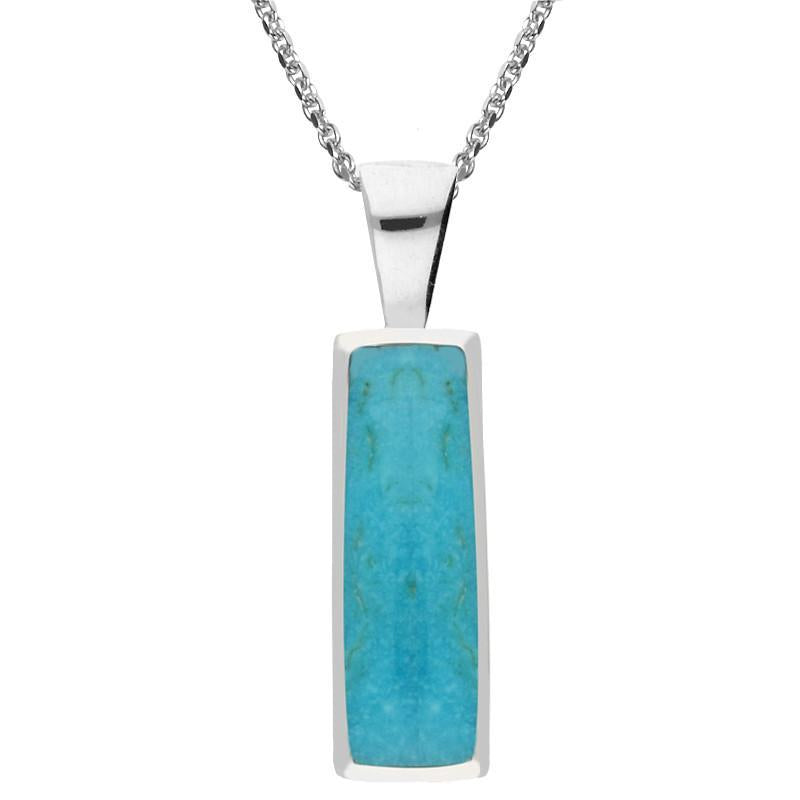 Sterling Silver Turquoise Large Slim Oblong Necklace - Option1 Value Silver