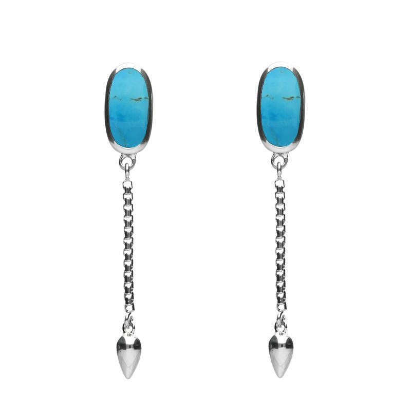 Sterling Silver Turquoise Lineaire Medium Drop Stud Earrings