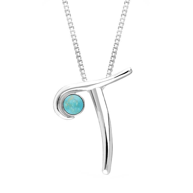 Sterling Silver Turquoise Love Letters Initial T Necklace