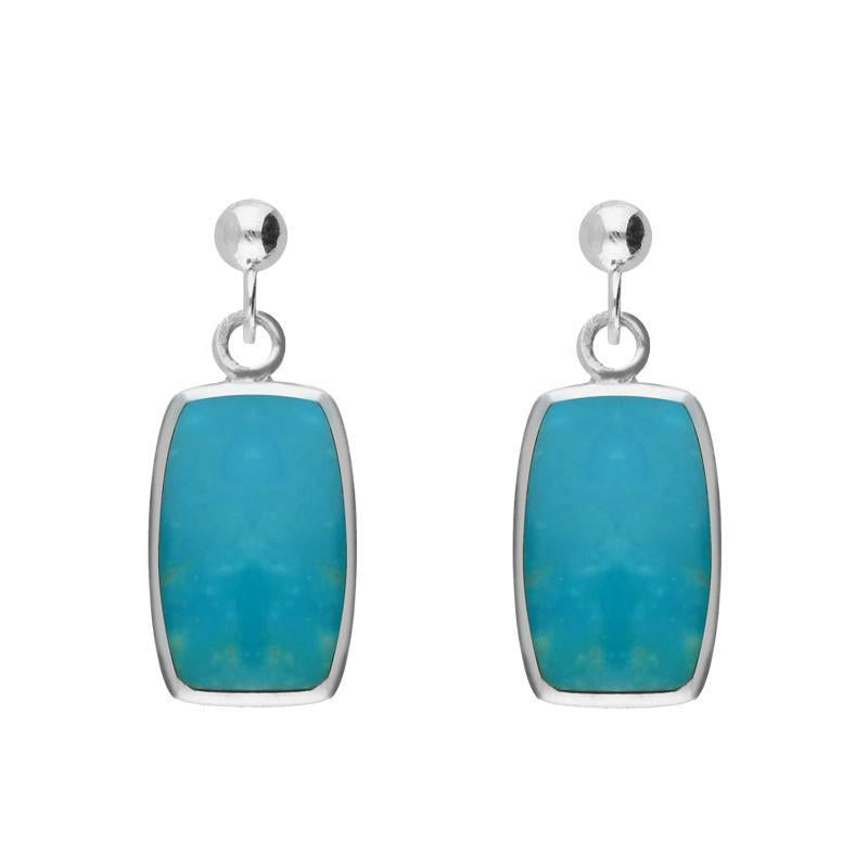 Sterling Silver Turquoise Petite Barrel Drop Earrings - Option1 Value Silver