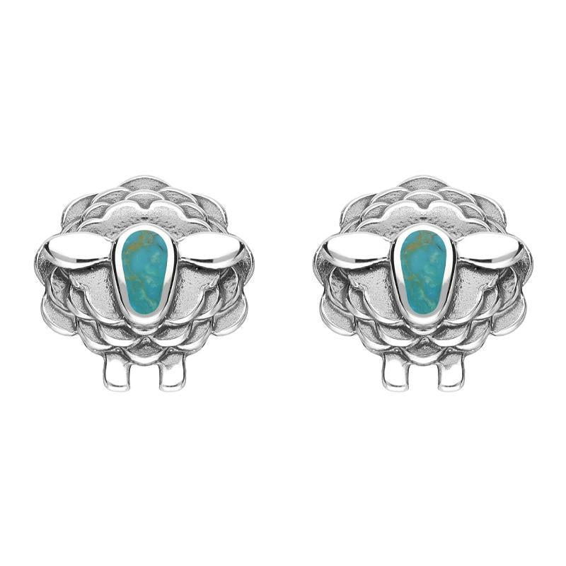 Sterling Silver Turquoise Sheep Stud Earrings