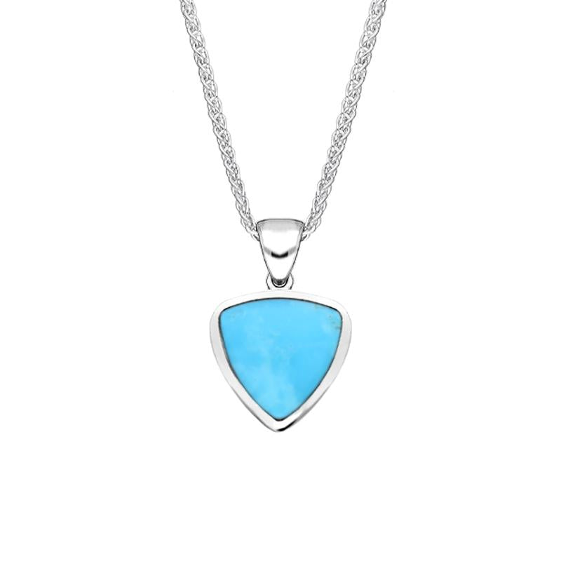 Sterling Silver Turquoise Small Curved Triangle Necklace - Option1 Value Silver