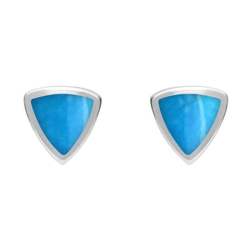 Sterling Silver Turquoise Small Curved Triangle Stud Earrings - Option1 Value Silver