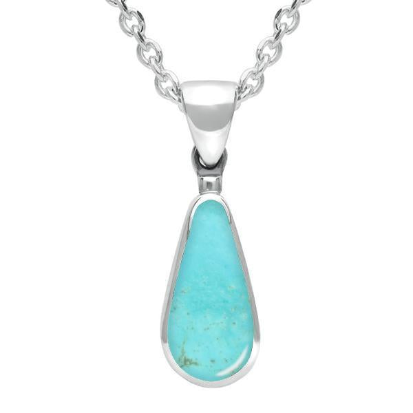 Sterling Silver Turquoise Small Pear Necklace
