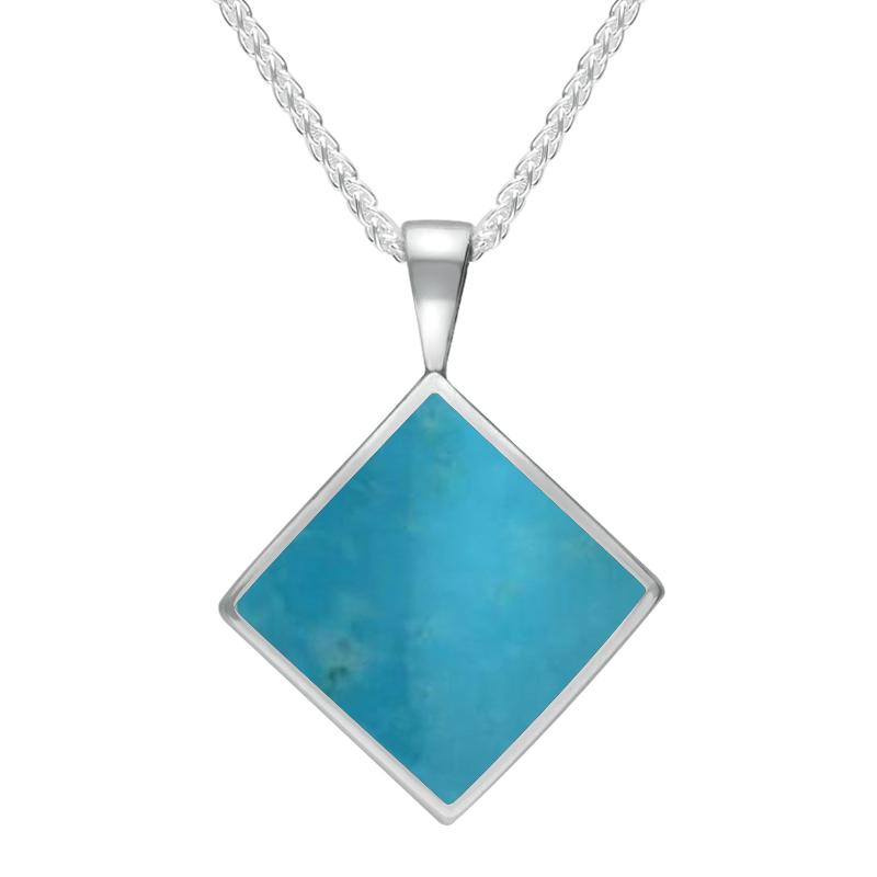 Sterling Silver Turquoise Small Rhombus Necklace - Silver