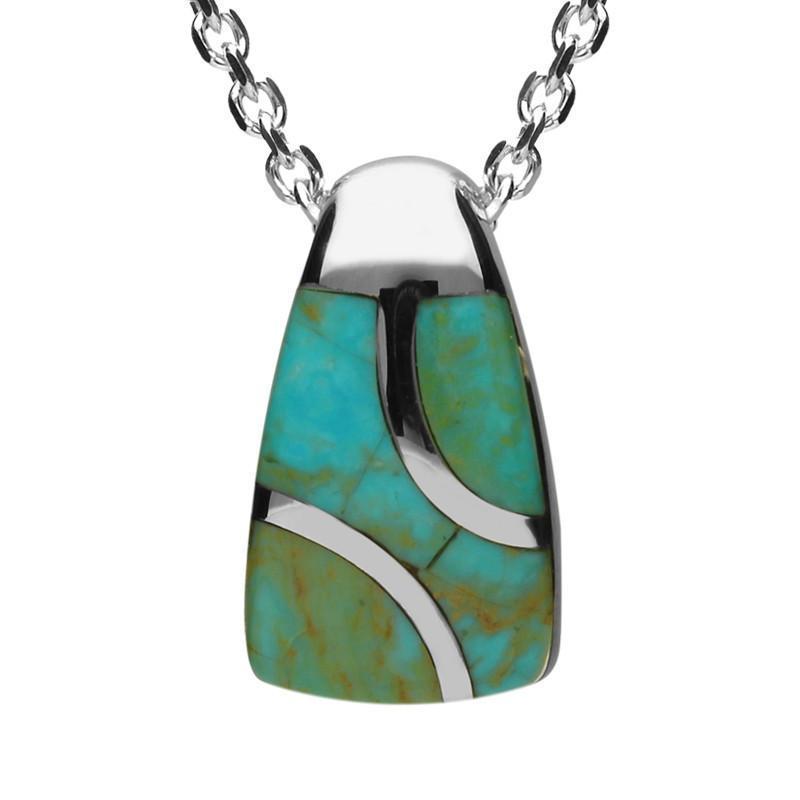 Sterling Silver Turquoise Three Stone Graduated Curve Necklace - Silver
