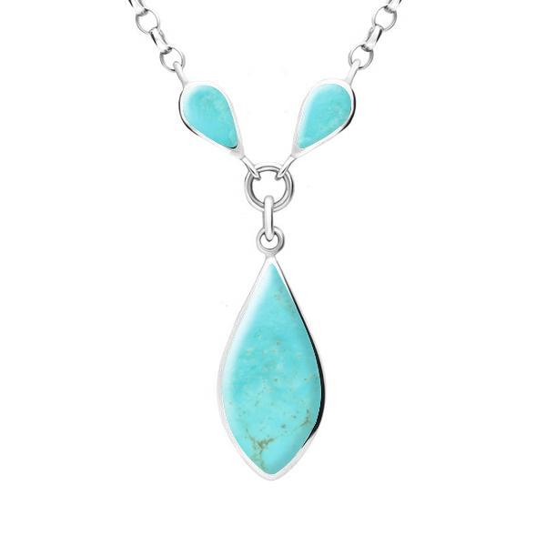Sterling Silver Turquoise Three Stone Pear Necklace