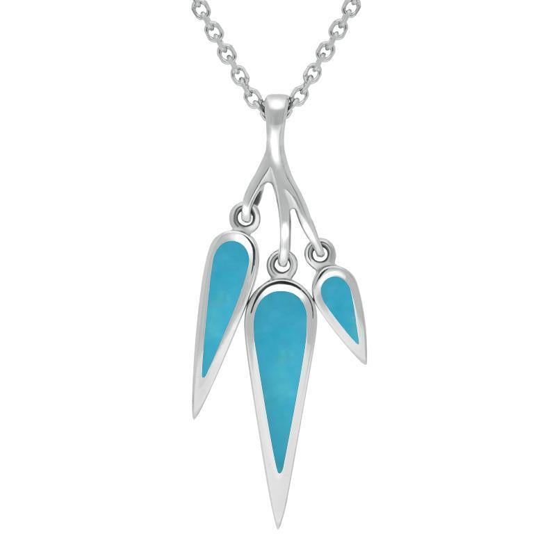 Sterling Silver Turquoise Toscana Three Drop Graduated Necklace - Silver