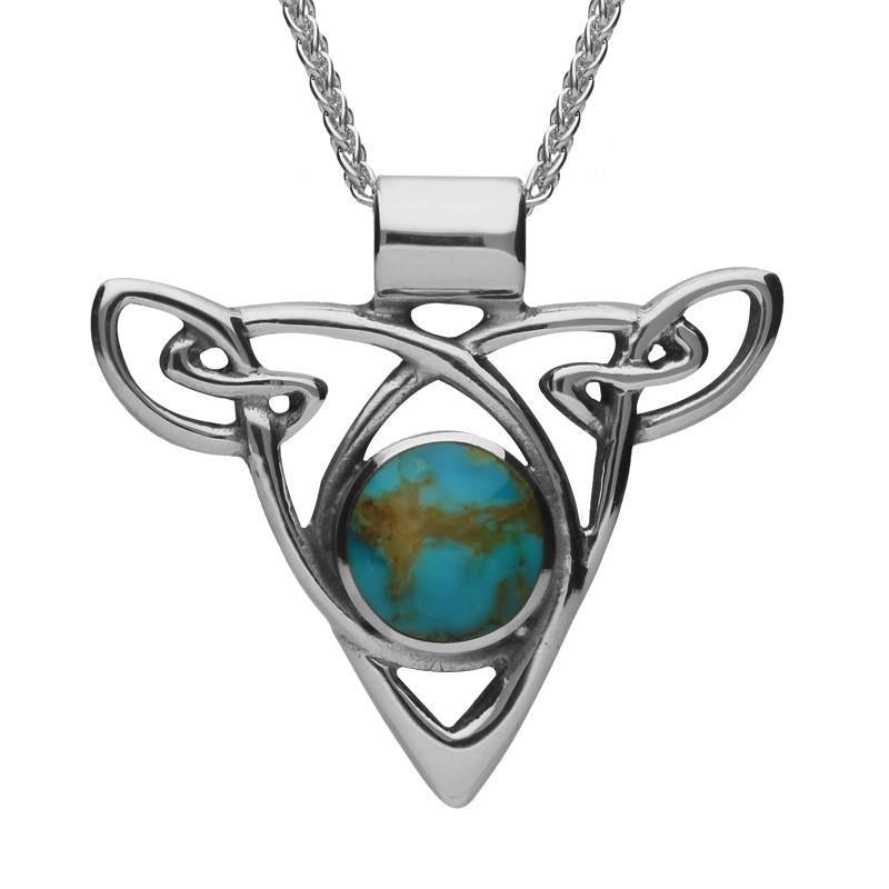 Sterling Silver Turquoise Triangle Knot Celtic Necklace - Option1 Value Silver