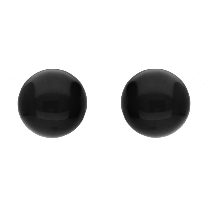 Sterling Silver Whitby Jet 8mm Domed Stud Earrings