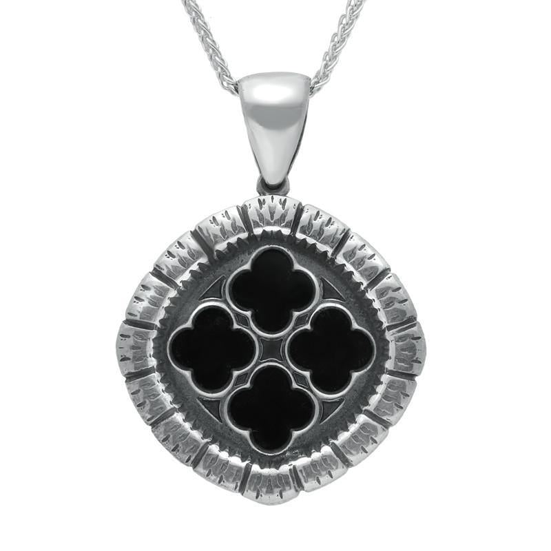 Sterling Silver Whitby Jet Abbey Window Necklace - Silver